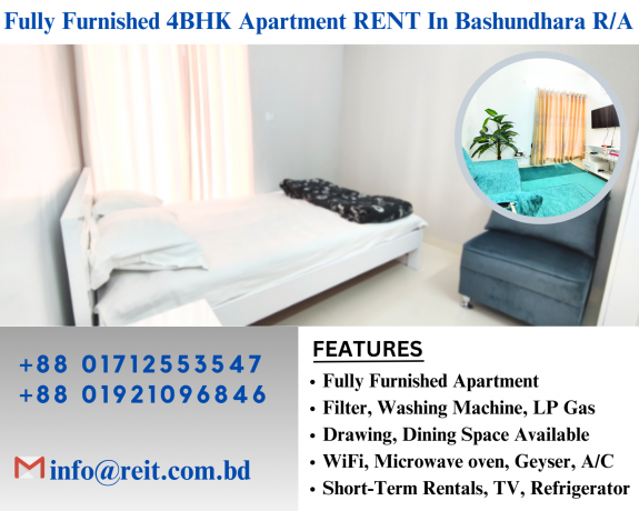 fully-furnished-4bhk-apartment-rent-in-bashundhara-ra-big-0