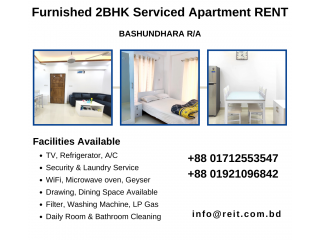 Furnished 2BHK Serviced Apartment RENT In Bashundhara.