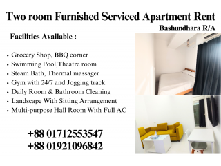 Two Room Furnished Serviced Apartment RENT in Bashundhara R/A