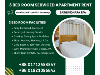 3BHK Serviced Furnished Apartment RENT in Bashundhara R/A.