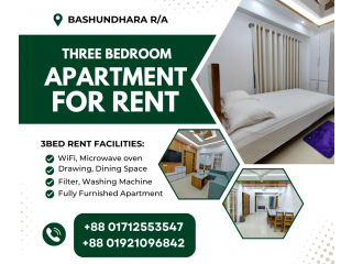3BHK Furnished Beautiful Apartment RENT In Bashundhara R/A.